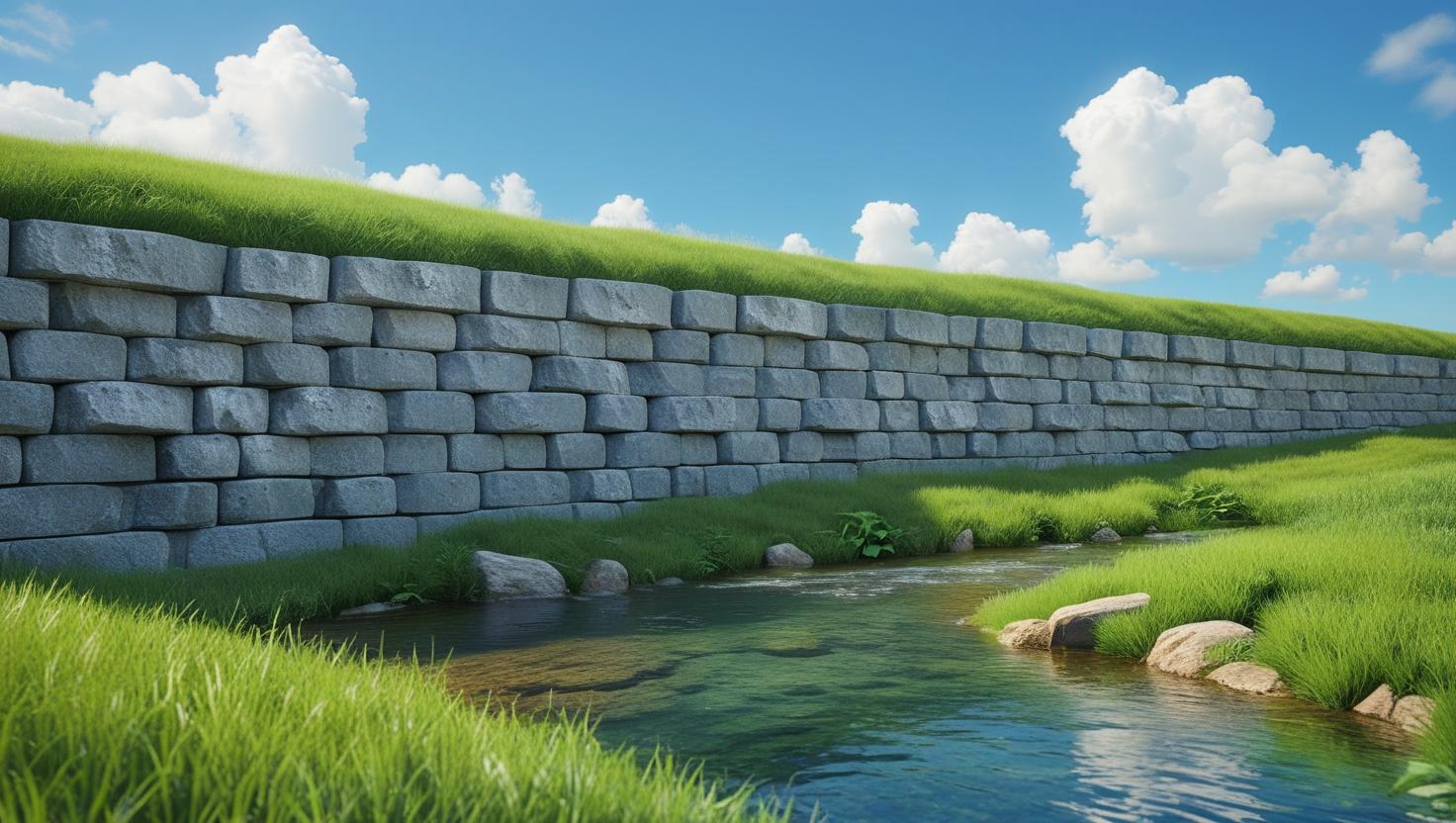 Illustration of a Retaining Wall in a Garden